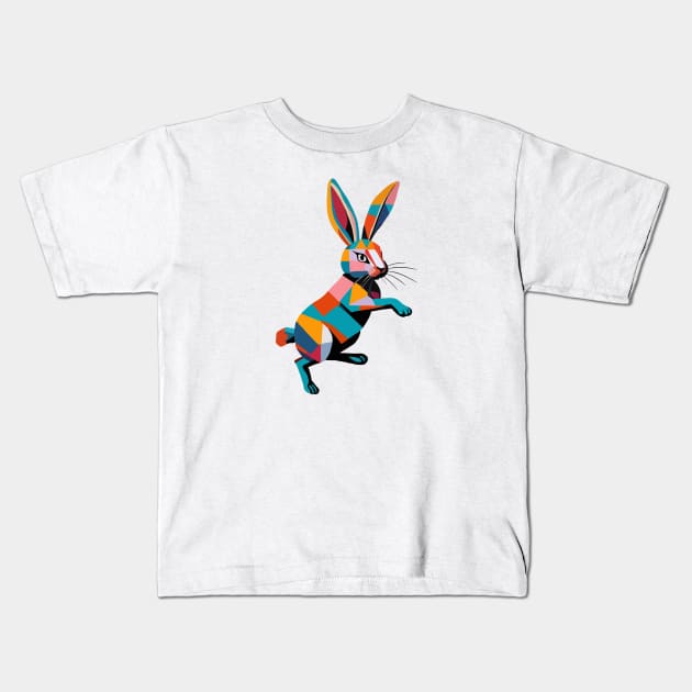 Chic Color Block Rabbit Kids T-Shirt by Suneldesigns